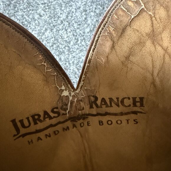 VTG Jurassic Ranch Distressed Genuine Leather Buckaroo Cowboy Boots Western 9.5D main image 8